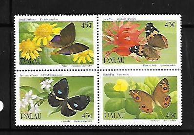 PALAU, 245A, MNH, SS, BLOCK OF 4, BUTTERFLY