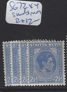 ST KITTS NEVIS  (PP2806B)  KGVI  2 1/2D  SG 72  X 4 SHADES  MOG