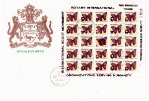 Guyana 1989 Sc 2098 sheet of 25 Red overprint FDC