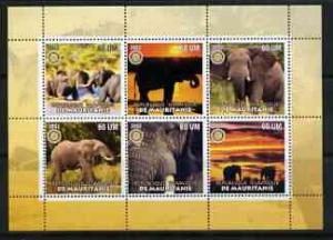 Mauritania 2002 Elephants #2 perf sheetlet containing 6 v...
