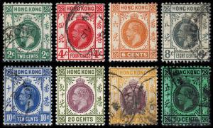 Hong Kong  Scott 110-114, 116, 118, 119b (1912-14) Used/Mint F-VF, CV $64.90