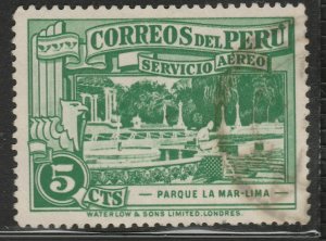 Peru Air Post 1936-37 La Mar Park 5c Used A18P55F409-
