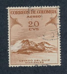 Colombia 1954 Scott C243 used - 20c, Ruiz Mountain Manizales