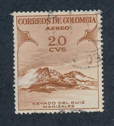 Colombia 1954 Scott C243 used - 20c, Ruiz Mountain Manizales