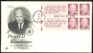 U.S. #1395 FDC F-VF BKLT PANE