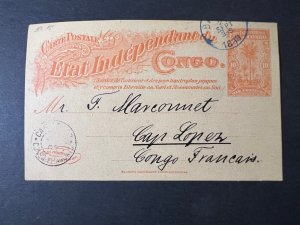 1888 Independent State of the Congo Postcard Cover to Cape Lopez French Congo