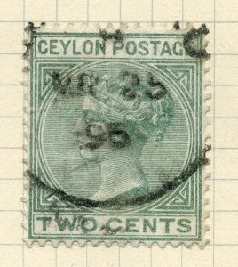 CEYLON;  1883 early classic Crown CA QV issue used 2d. value,