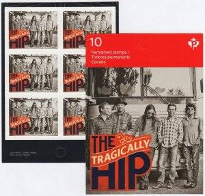 TRAGICALLY HIP = Canadian Recording Artists One BK Page of 6 stamps Canada 2013