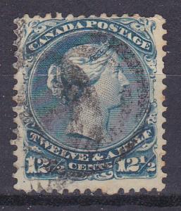 Canada   28 Used 1868 12 1/2c blue Victoria UN $160 VF