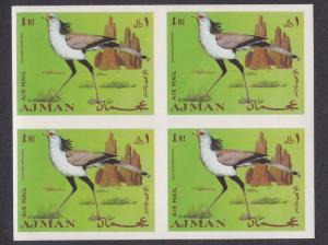 Ajman M394-404, Birds, Complete Set of Imperf Blocks of Four, NH