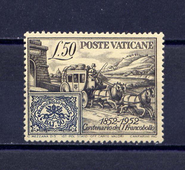 VATICAN Sc#155 1952 1st Vatican Stamp Centenary Mint No Gum