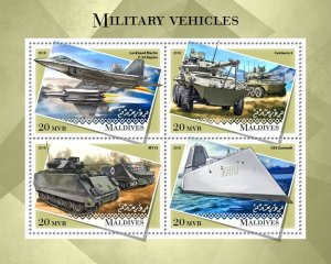 MALDIVES - 2018 - Military Vehicles - Perf 4v Sheet - Mint Never Hinged