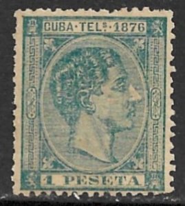 CUBA 1876 1p Bluish Green Alfonso XII Telegraph Stamp His. T41 MNG