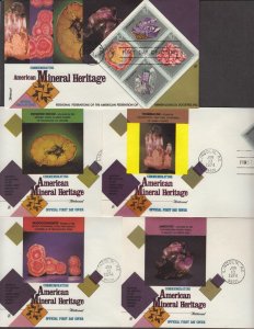 1974 American Mineral Heritage Sc 1541a cacheted set of 5 FDCs premium Fleetwood