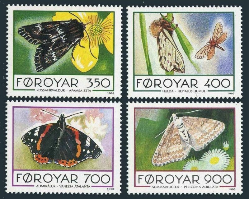 Faroe 256-259,MNH.Michel 252-255. Butterflies 1993.Apamea zeta,Hepialus humuli,