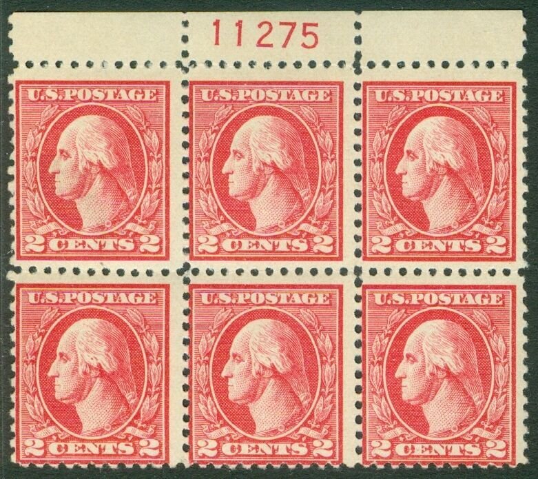 USA : 1917. Scott #527 Mint Never Hinged P/B of 6. Signed. Catalog $350.00. 