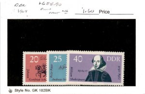 Germany - DDR, Postage Stamp, #688-690 Mint NH, 1964 Shakespeare (AB)