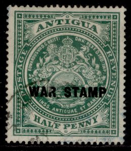 ANTIGUA GV SG52, ½d green WAR STAMP, FINE USED.