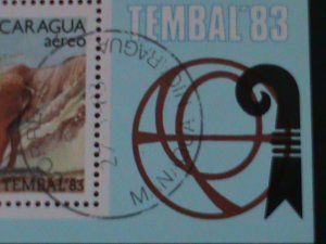 ​NICARAGUA-1983- WORLD STAMPS SHOW-TEMBAL'83 CTO S/S -VF FANCY CANCEL