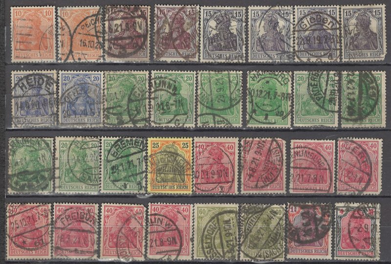 COLLECTION LOT OF #1190 GERMANY 32 GERMANIA STAMPS 1902+ CLEARANCE CV = $66