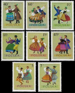 Poland 1969 Sc 1685-92 MNH xf  Folk dance & regional costumes