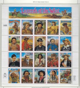 US #2869 1994 LEGENDS OF THE WEST- PANE OF 20 .29C - MINT NEVER HINGED