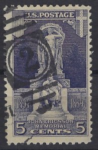 United States # 628 John Ericsson Memorial Used