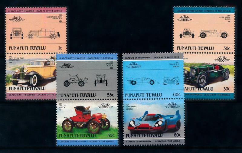 [76428] Tuvalu Funafuti 1984 Classic Cars Aston Martin Cadillac 4 Pairs MNH