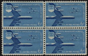 SC#C49 6¢ Air Force Anniversary Block of Four (1957) MNH