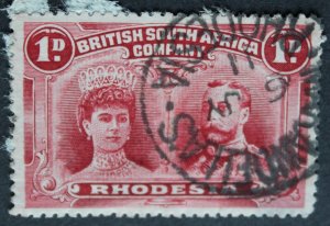 Rhodesia Double Head One Penny with MARANDELLAS Day Month (SC) postmark