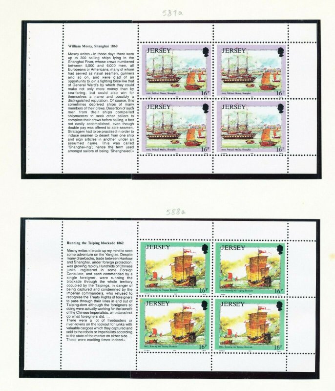 JERSEY -  SG 573b/578b, Sc 587a-592a - MNH booklet panes -  1992 - 3 pix ----c