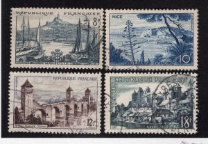 France 1955 Short Set of 4 Commemoratives, Scott 775-778 used, value = $1.00