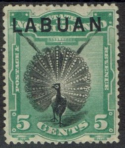 LABUAN 1894 BIRD 5C PERF 13.5-14