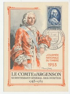 Maximum card France 1953 Count D Argenson - Postmaster