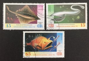 Cuba 1998 #3923-5, Deep Sea Fish, Used/cto.