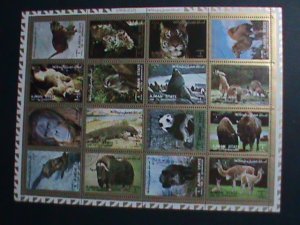 AJMAN STAMP-AIRMAIL-WORLD ENDANGER ANIMALS CTO LARGE STAMPS FULL SHEET-VF