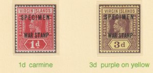 Br VIRGIN Is 1916 WAR TAX SPECIMEN set of 2