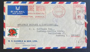 1960 Kingston Jamaica Airmail Meter Cancel Cover To Hamburg Germany Prevent TB