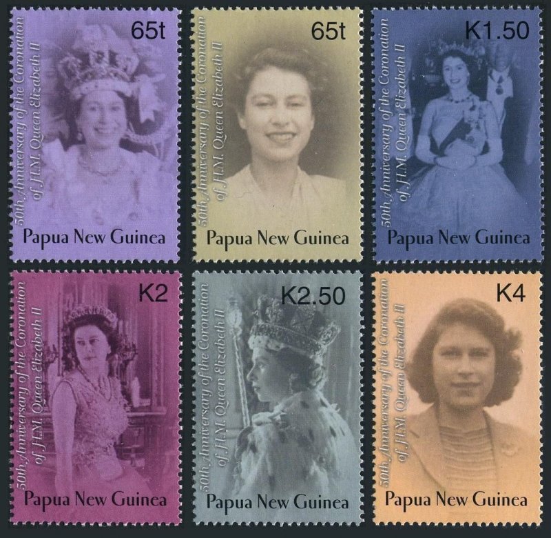 Papua New Guinea 1062-1067,MNH. Coronation of Queen Elizabeth II,50th Ann.2003. 