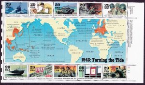 Souvenir Sheet (10) 29c WWII 1943 Turning the Tide US 2765 Plate Block MNH F-VF
