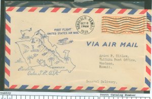 US C19 1st Flight Honolulu to Maalaea Oct. 8 1934 addressed