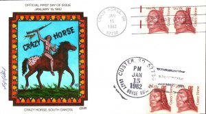 #1855 Crazy Horse Collins FDC