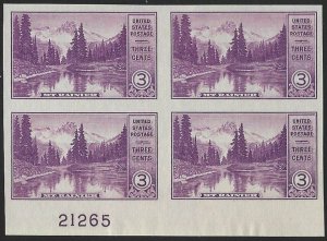 US, Scott #758, 3¢ National Parks issue,  NGASI LH,  Block of 4 , CV $2.00+