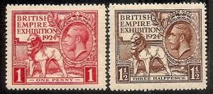 GREAT BRITAIN  185-86 MNH 1924 EMPIRE EXHIBITION ISSUE