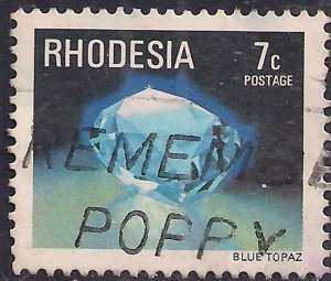 Rhodesia 1978 7c. Blue Topaz used stamp ( F1488 )