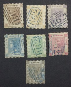 MOMEN: HONG KONG SG #1-7 1862-3 NO WMK USED £1,240 LOT #65135