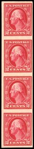 US Sc 482 VF/MNH Strip of 4 - 1916 2¢ Washington
