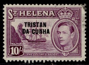 TRISTAN DA CUNHA GVI SG12, 10s purple, USED. Cat £55.