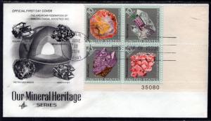 US 1541a Minerals Plate Block Artcraft U/A FDC