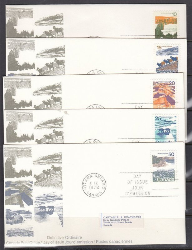 Canada Scott 594-8 FDC - 1972-7 Landscape Definitives